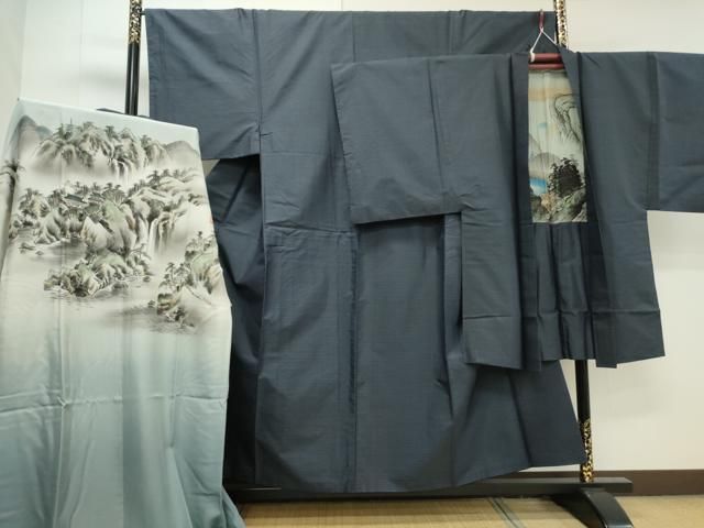 平和屋着物●男性 本場大島紬 アンサンブル 長襦袢セット 80亀甲 総詰め 正絹 CAAS0093th