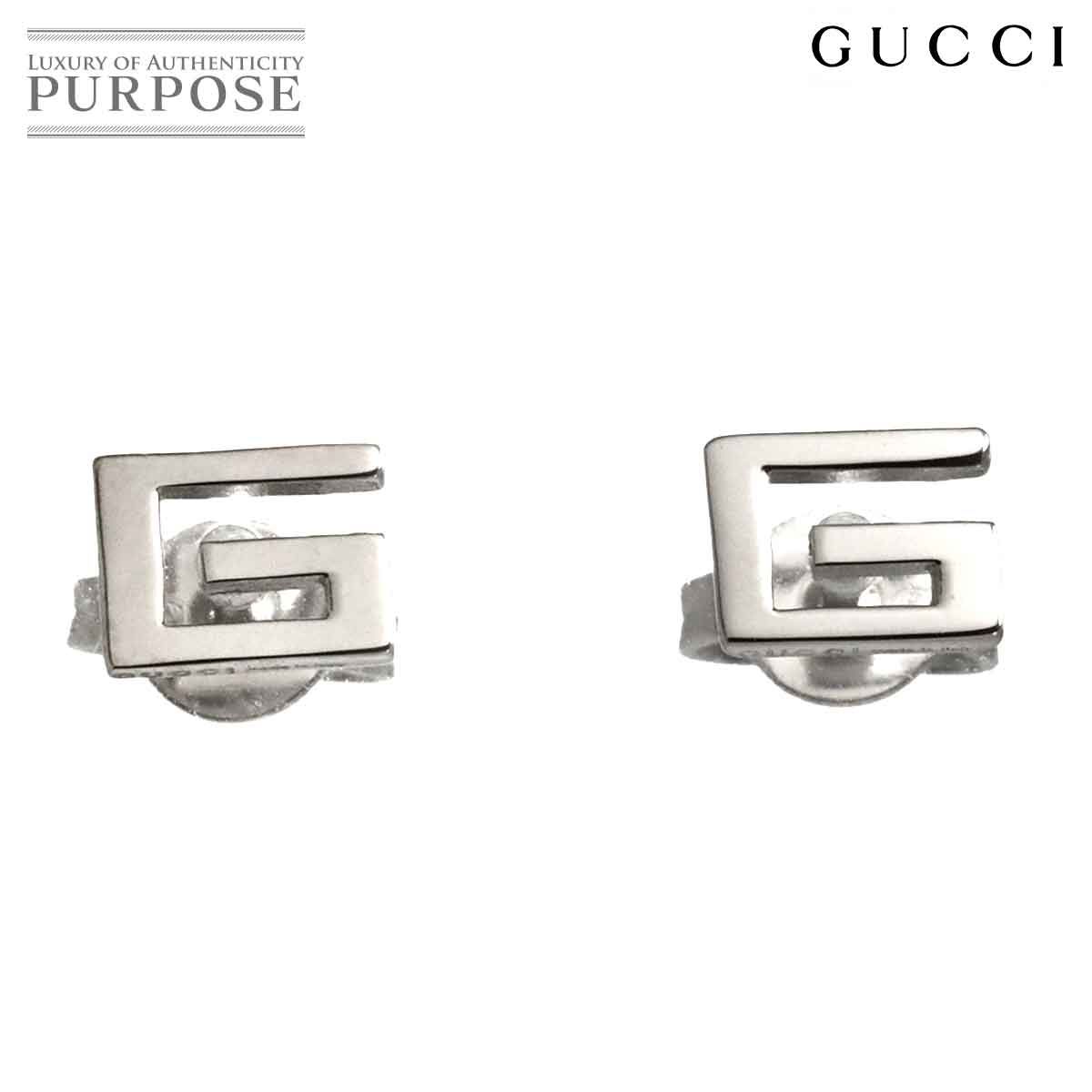グッチ GUCCI G ロゴ ピアス K18 WG ホワイトゴールド 750 Earrings Pierced 90293229