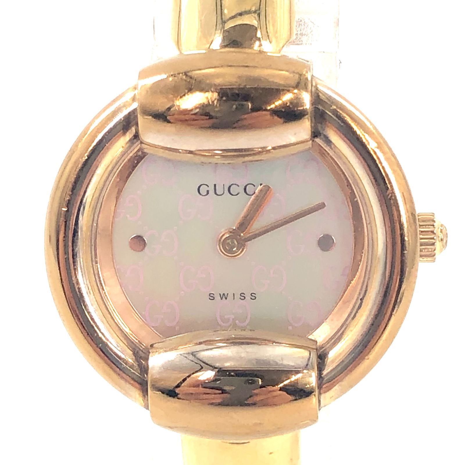 GUCCI グッチ 1400L QZ/SS ピンクシェル文字盤 レディース腕時計