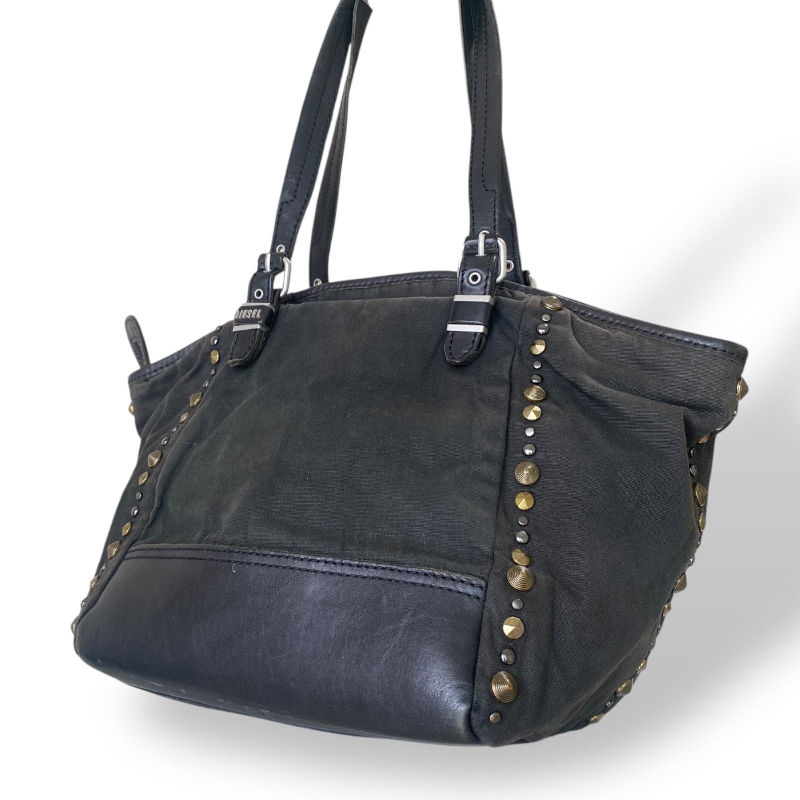 美品 DIESEL ショルダーバッグ トートバッグ キャンバス＊レザー 