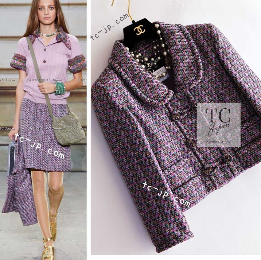 シャネル ジャケット CHANEL 91万 アメジスト パープル ピンク マルチ  