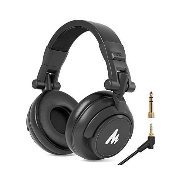 MAONO モニターヘッドホン ヘッドフォン 有線 オーバーイヤー ヘッドホン DJ用ヘッドホン 密閉型 遮音 折り畳み 50mm径ドライバー搭載