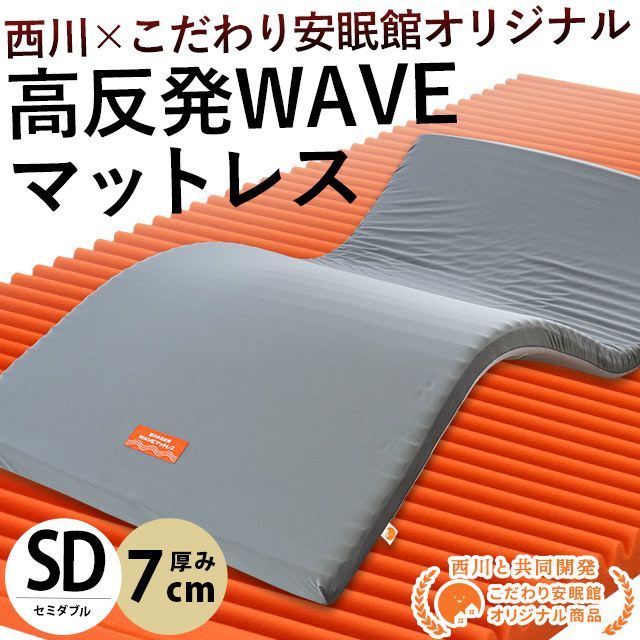 西川 ウェーブ高反発マットレス セミダブル 圧縮 MSD-JC12009215GR