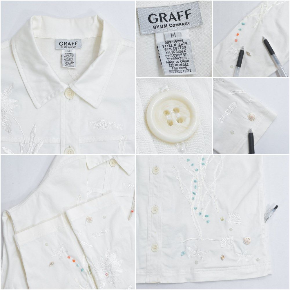 90～00s GRAFF 刺繍&デコレーションデザイン コットン シャツ 
