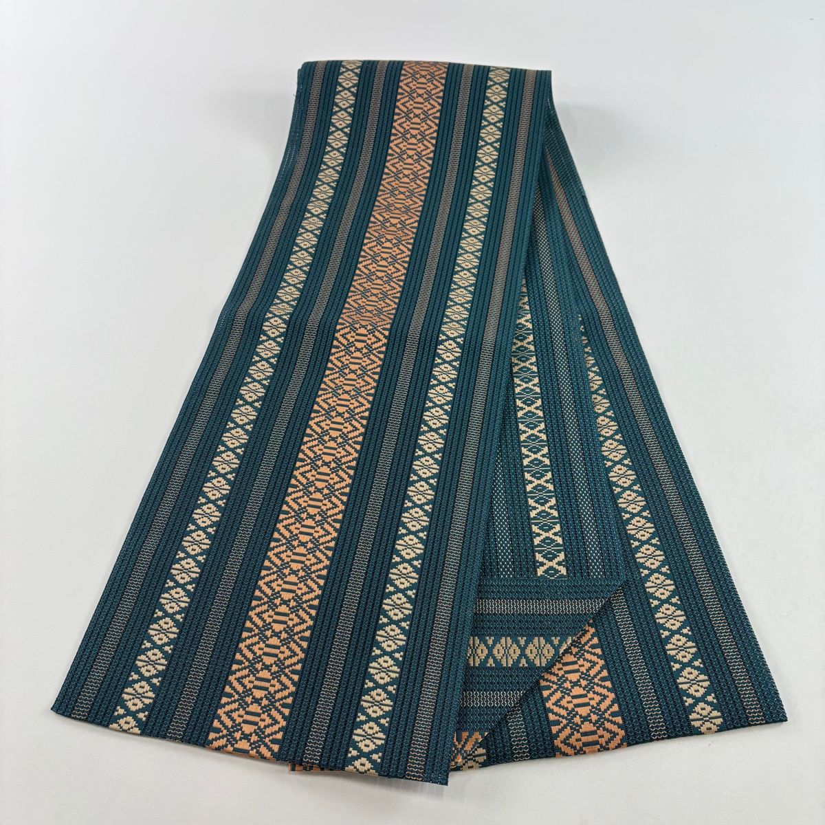 夏帯 名古屋帯 八寸 献上柄 松葉仕立て 素材不明 名古屋帯 美品 秀品 夏帯 八寸名古屋帯 松葉仕立て 献上柄 青緑