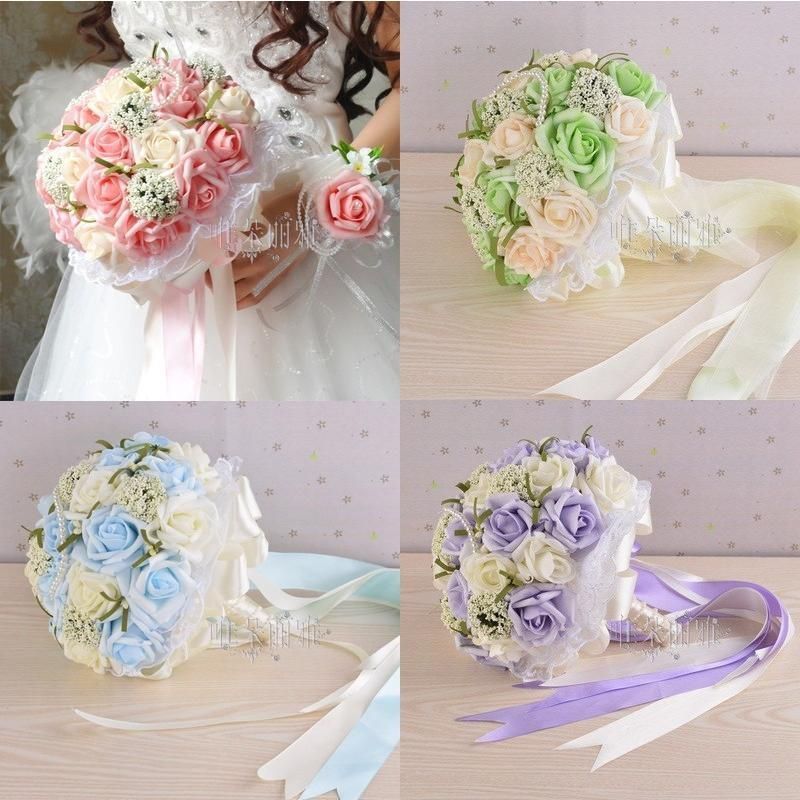 送料無料ウエディングブーケ ブートニア 結婚式 ローズ 造花アレンジメント 花嫁 披露宴 安い 手作り キット ブライダルブーケ CEWOR 造花 ローズ 造花 DIY ウェディングブーケ コンボ センター