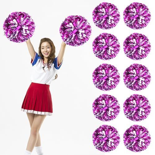 ziyue ポンポン チア 応援ポンポン 10個セット キラキラ チアダンス チアガール 運動会 ぽんぽん 野球 学園祭 学校 応援グッズ パープルシルバー