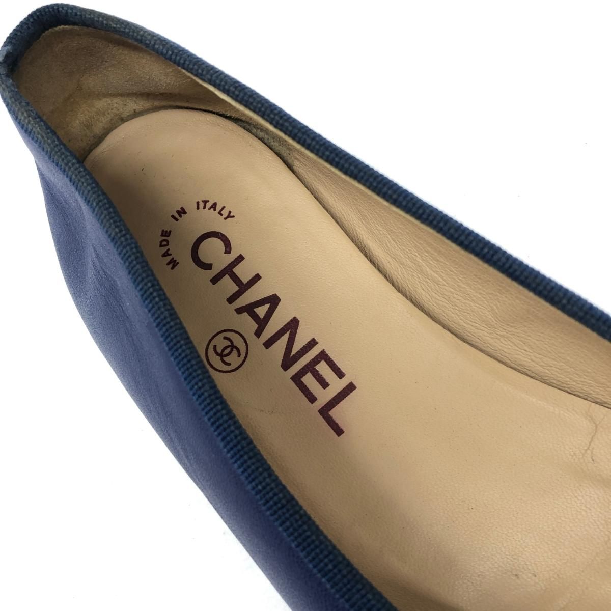 CHANEL バレエシューズ ブルーゴールド シャネル 35サイズ CHANEL シャネル バレエシューズ G02819 ゴールドカラー/ブルー
