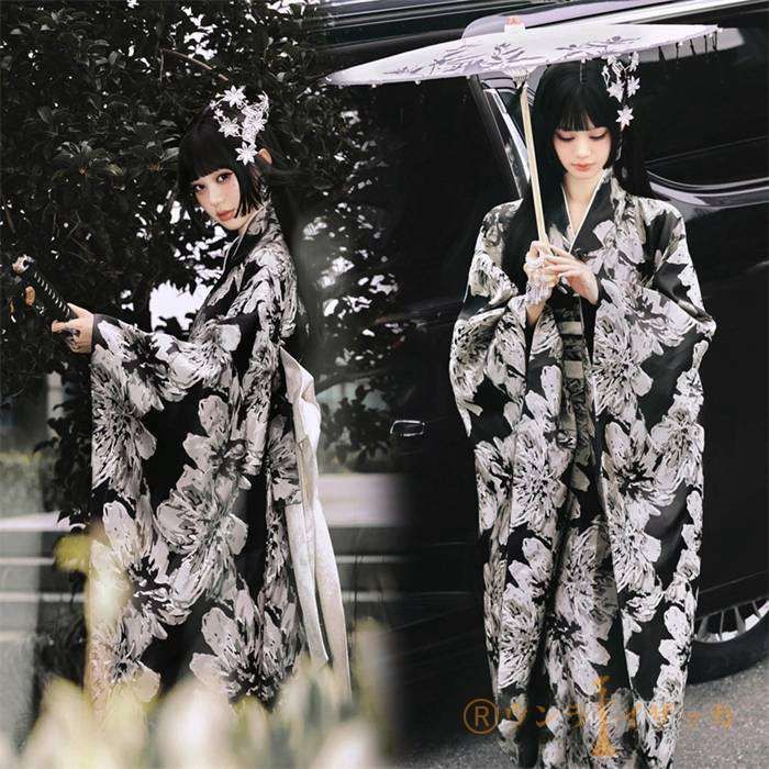 浴衣 ゆかた 和服 蝶々柄 花柄 黒ブラック 大人浴衣 レディース浴衣 花火大会 浴衣 ゆかた 和服 蝶々柄 花柄 黒ブラック 大人浴衣 レディース