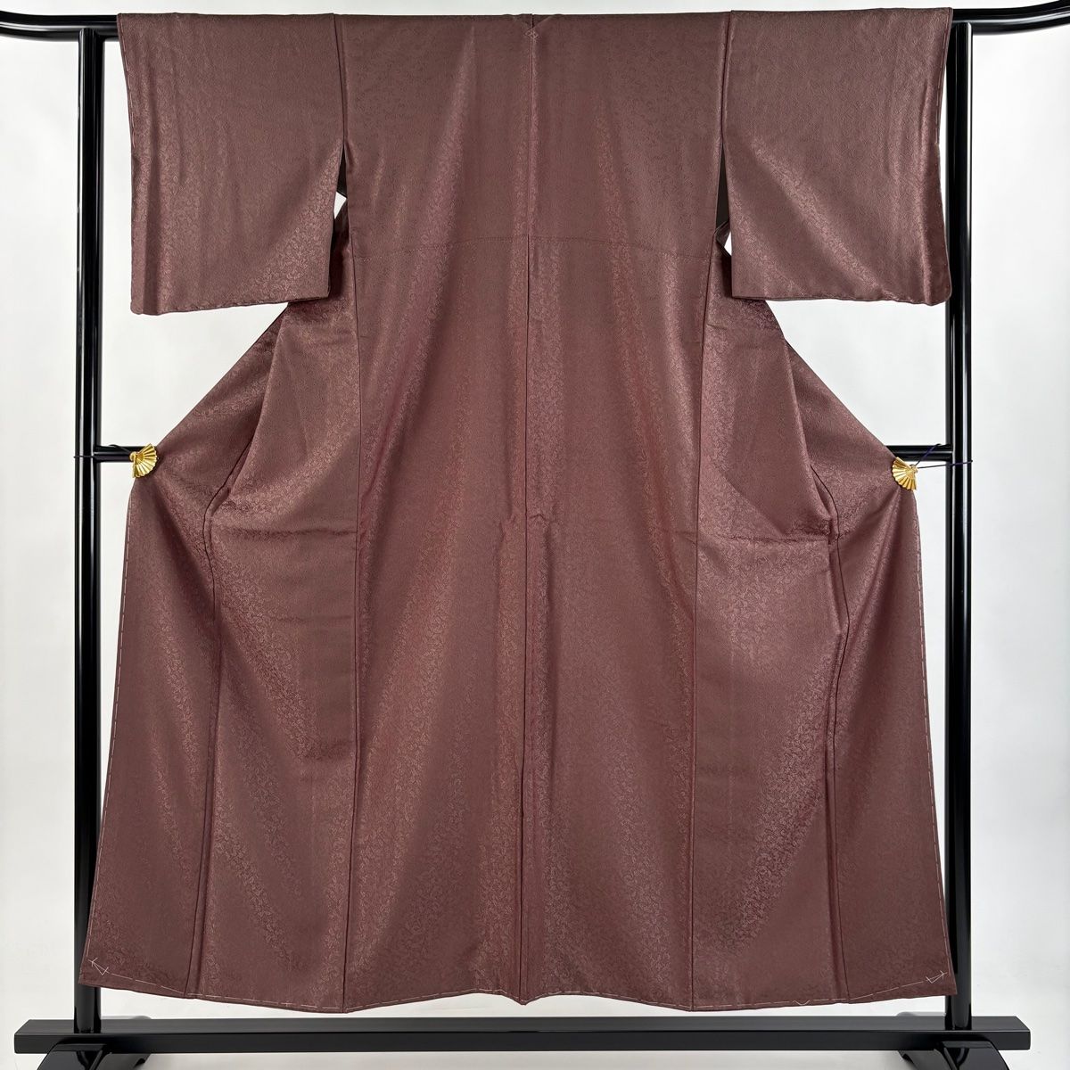 色無地 身丈153.5cm 裄丈61.5cm S 袷 ますいわ屋 地紋 茶色 正絹 一つ紋