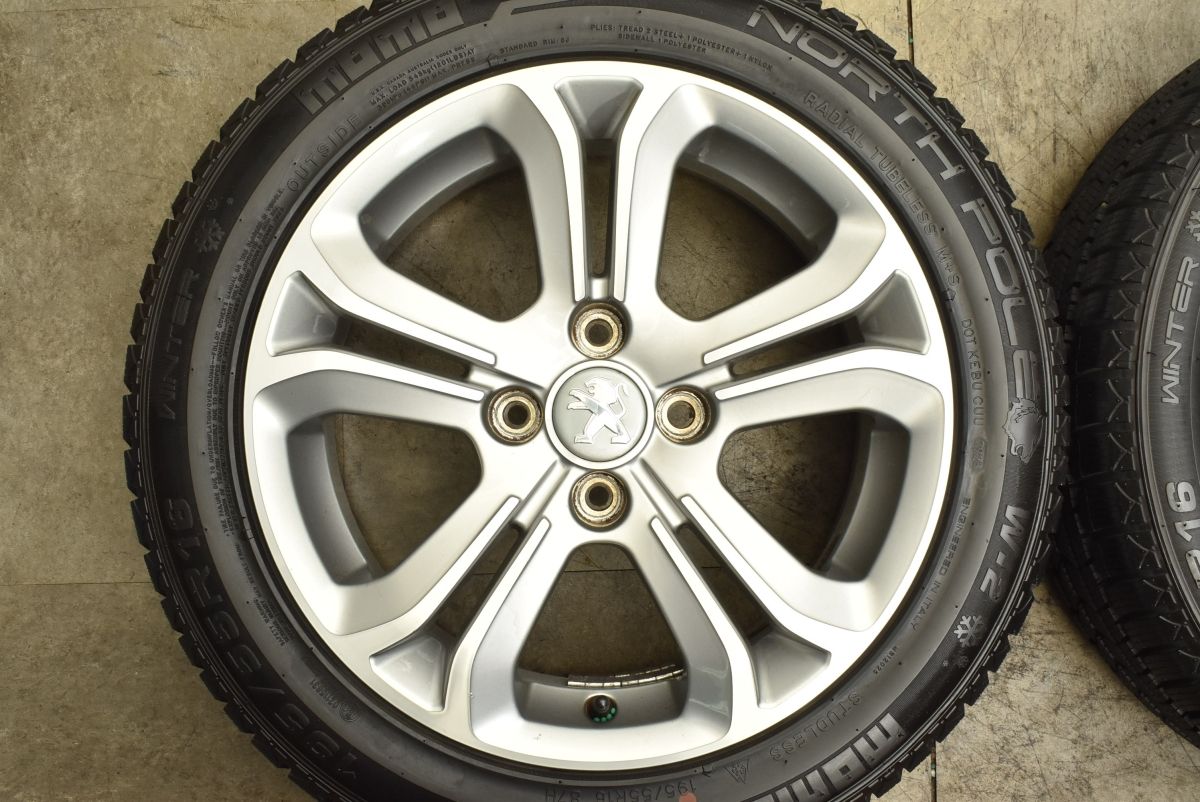 送料無料。 バリ溝 プジョー 208 純正 16in 6J 23 PCD108 MOMO ノースポール W-2 195 55R16 品番 9673773677 207CC 207SW 流用 スタッドレス