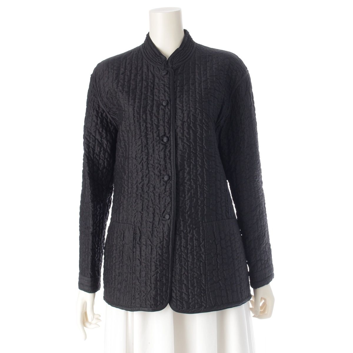 イッセイミヤケ 1995年 95AW コットン シルク ASHA BY MDS キルティング リバーシブル デザイン ブルゾン ジャケット アウター トップス PE54-FD301 ブラック S