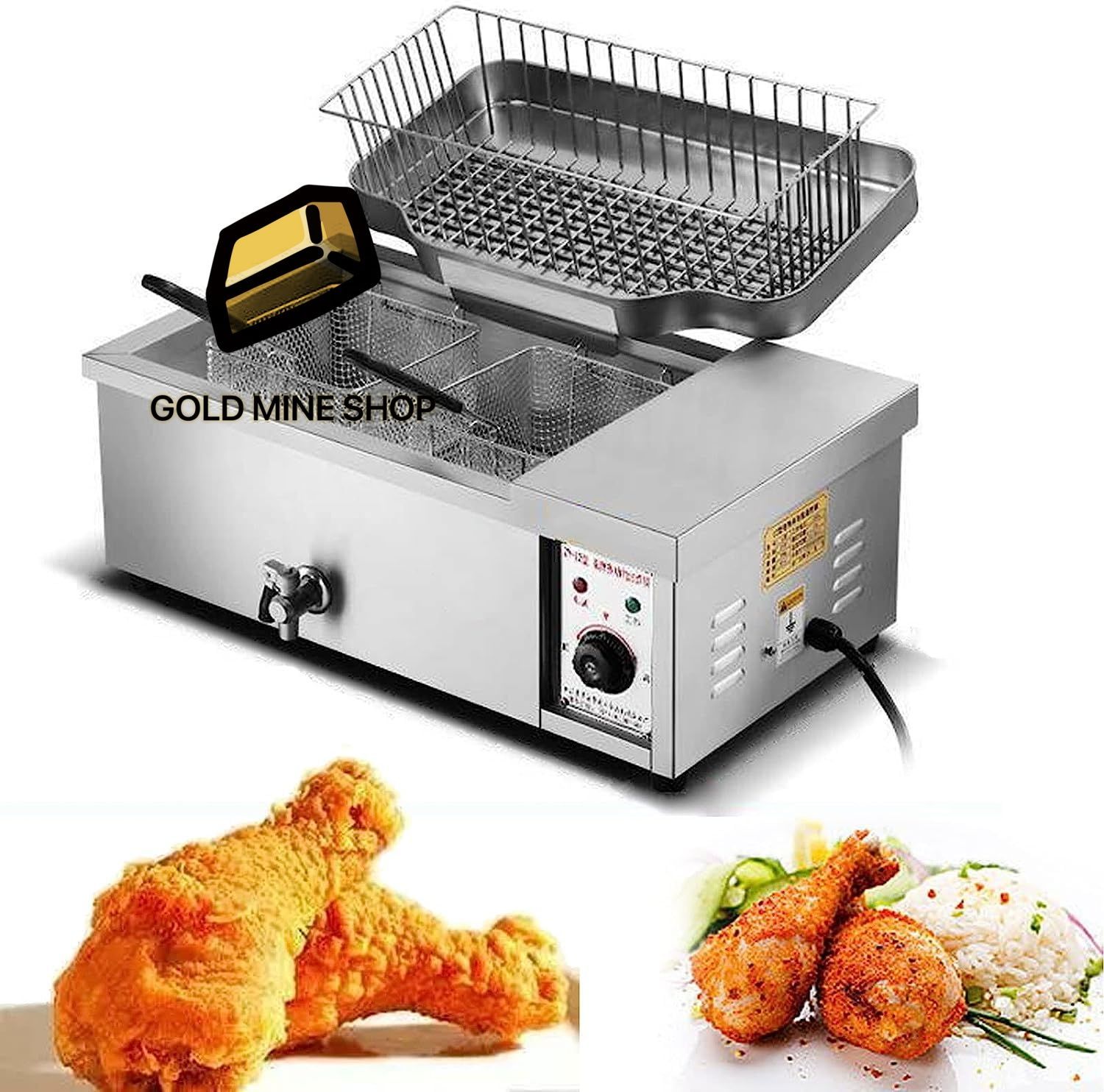 家庭用業務用フライヤー バスケット付き ステンレス製蛇口タンクフライヤー3000W チキン エビ フライドポテト レスタの揚げ物用 12l