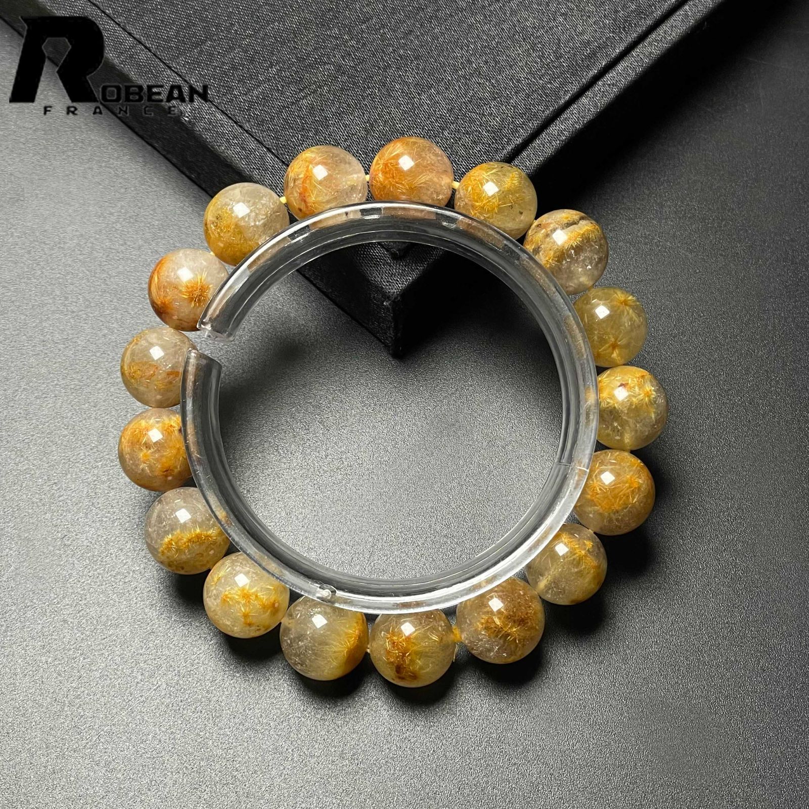 上品 EU製 定価13万円 ROBEAN ガーデンフラワータイチンルチル ブレスレット パワーストーン 天然石 金運 お守り プレゼント2 11.8-12.7mm M1015728