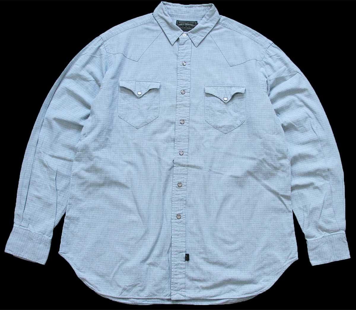 80s POLO COUNTRY ポロ カントリー ラルフローレン 織り柄 コットン ウエスタンシャツ XL ビンテージ ポロカン ビッグサイズ