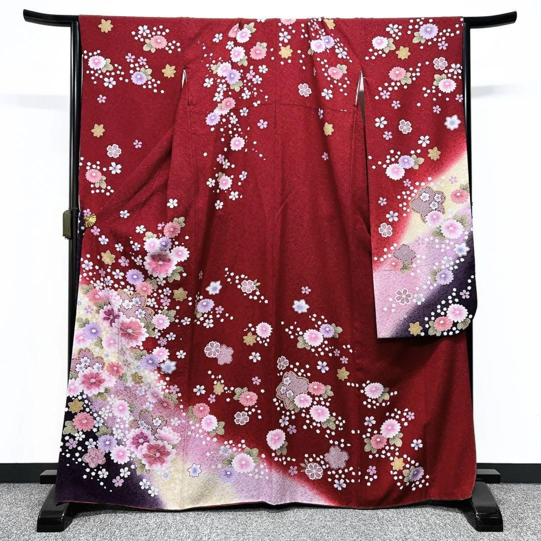 振袖6点セット　晴れの日　金駒刺繍　赤　成人式　着物　064w p 振袖6点セット 銀通し 金駒刺繍 金彩 晴れの日 成人式 着物 064w p