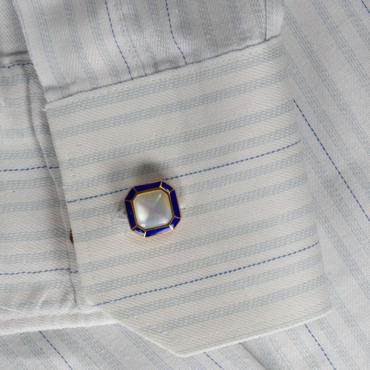 マザーオブパールとエナメルのカフリンクス オリジナルボックス付き
