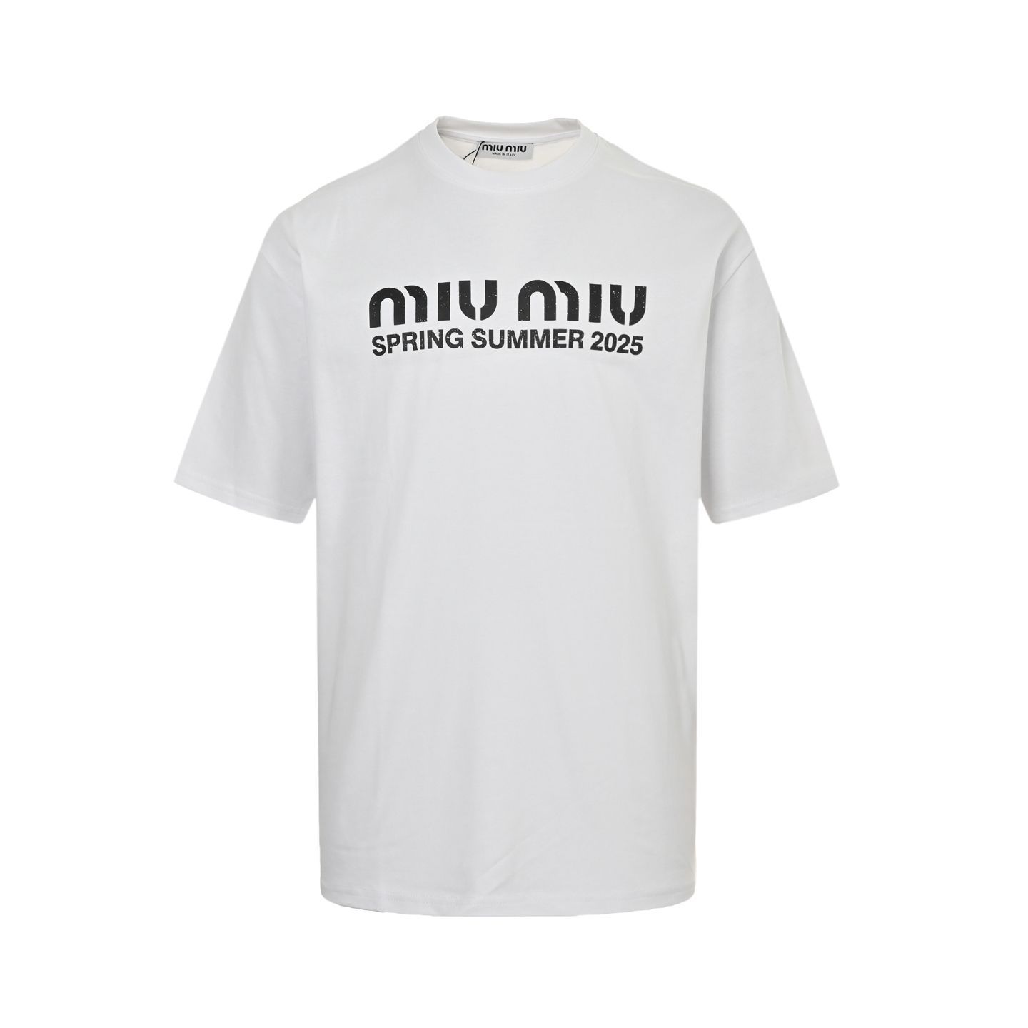 miu miu ホワイト Tシャツ 赤ロゴ（Miu Miu Logo Embellished T