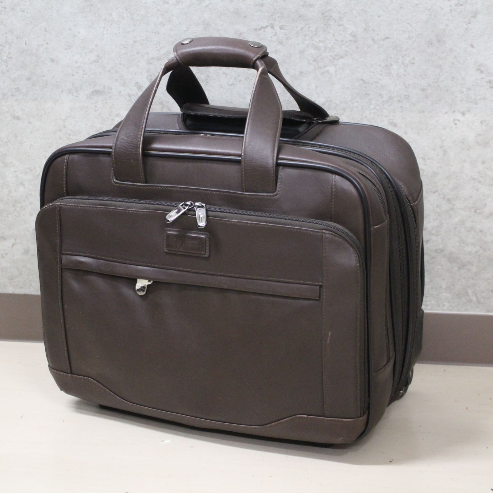 S182)hartmann/ハートマン ビジネスバッグ キャリーケース スーツケース 2輪 レザー ダークブラウン メンズ
