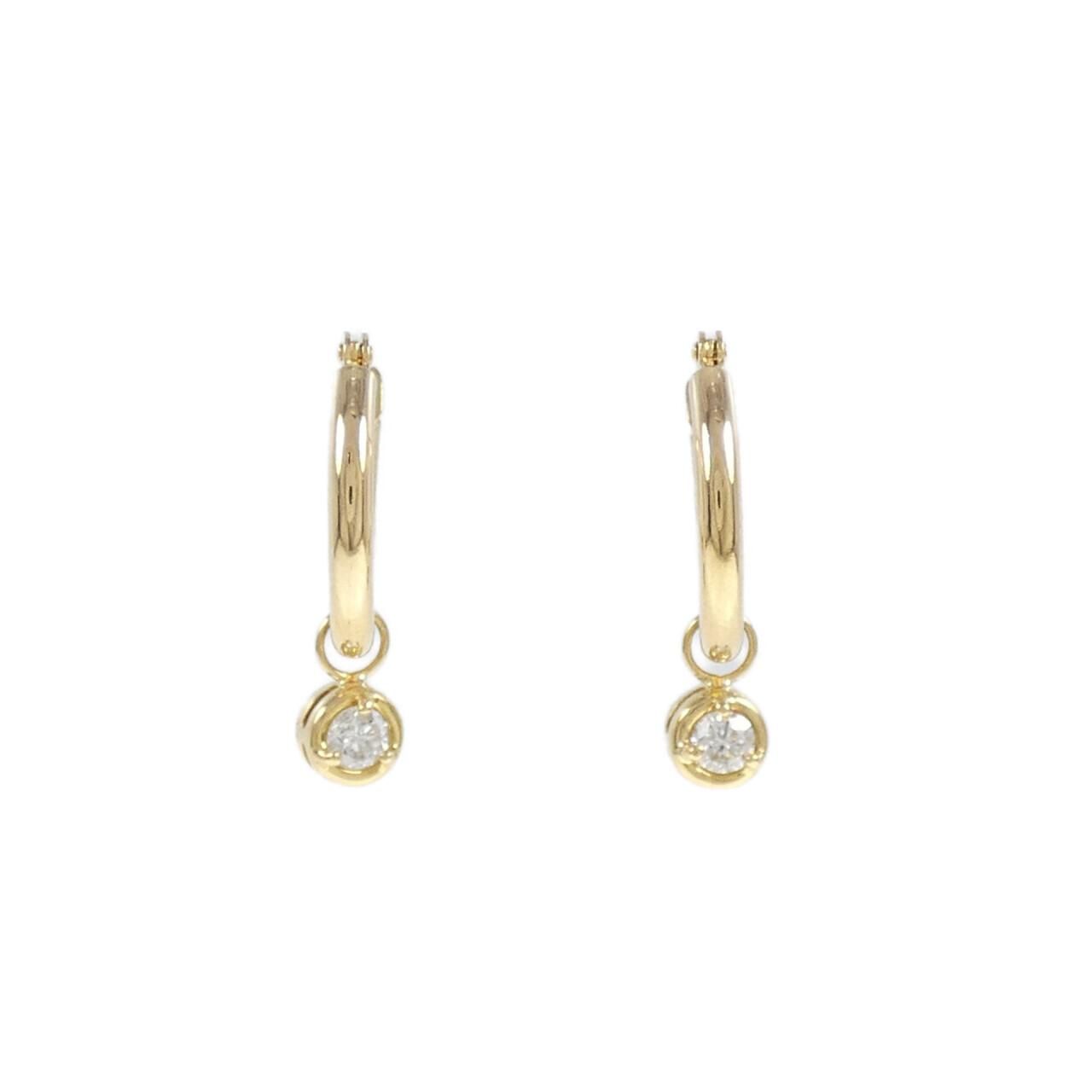 K18YG 2WAY フープ ダイヤモンド ピアス 0.20CT