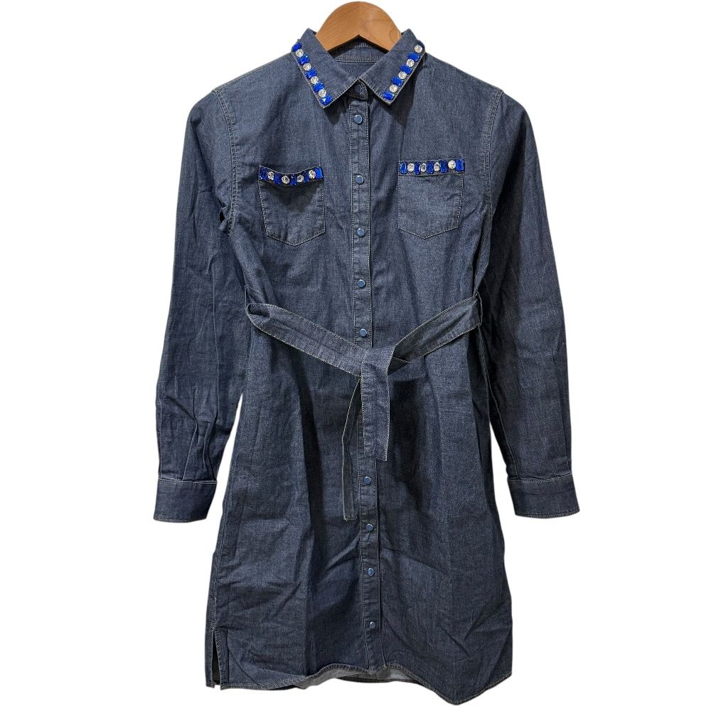 DOLCE-GABBANA ドルチェ-ガッバーナ 長袖 ストレッチ デニム シャツワンピース キッズ 子供服 11|12 インディゴブルー キッズ 古着