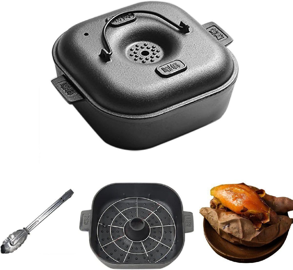 石焼き芋鍋 焼き芋器 焼芋鍋 焼き芋メーカー ホーロー石焼きいも器 健康無毒 熱伝導均一高速 防錆 直火 キッチン用品 Size 最大口径27 cm