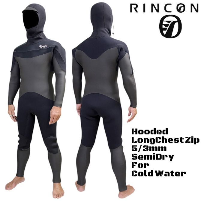 6サイズ リンコン ウェットスーツ 5 3mm セミドライ フルスーツ フード付き ロングチェストジップ Rincon WetSuit 5 3mm Semidry FullSuits Hooded LongChestZip BlackEdition