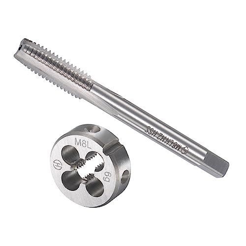 M8 x 1.25 CoCud タップアンドダイセット M8 x 1.25スレッド 左手 メトリック 高速度鋼 機械ネジタップ 丸ダイツールキット ネジ切り タッピング 修正用 1セット