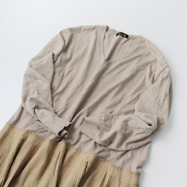 定価7.7万 2022SS Drawer ドゥロワー 14Gコットンニット×プリーツ  