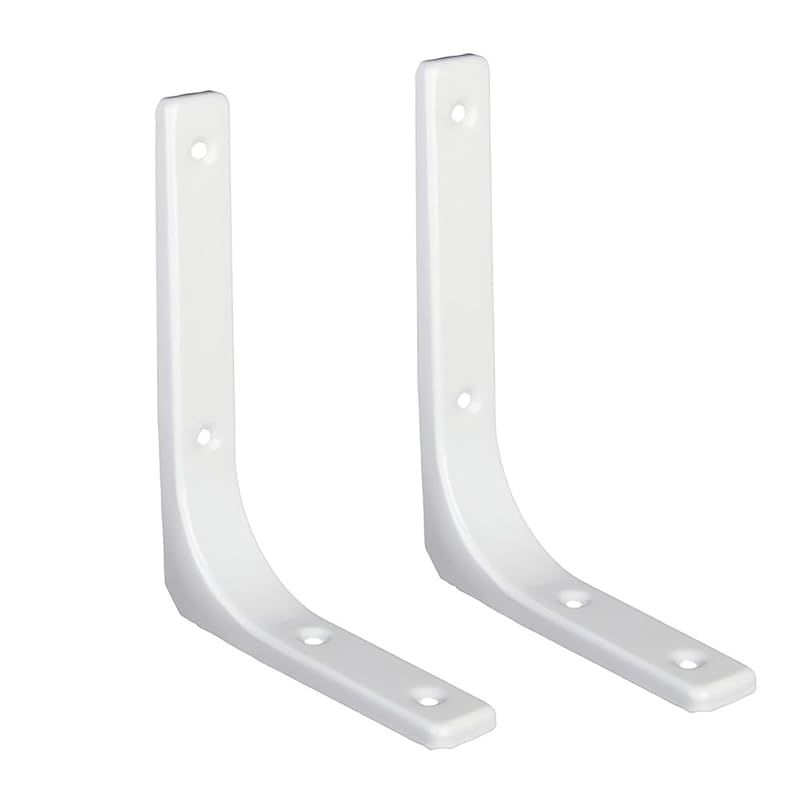 Homeme 棚受け 金具 L字型 ブラケット ステンレス製 耐荷重25-75KG 2本入 壁 棚 棚支え 金具 ネジ付 ホワイト 20cm