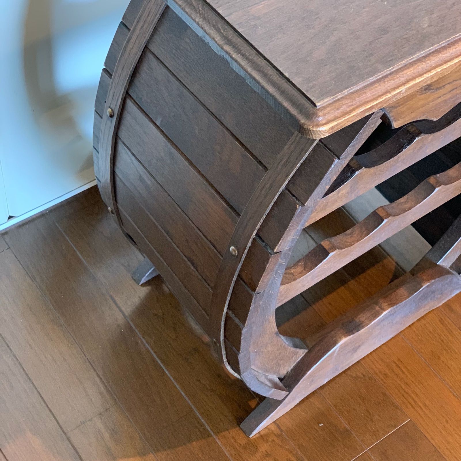 木製 ワインラック 樽型 レトロ サイドテーブル アンティーク調
