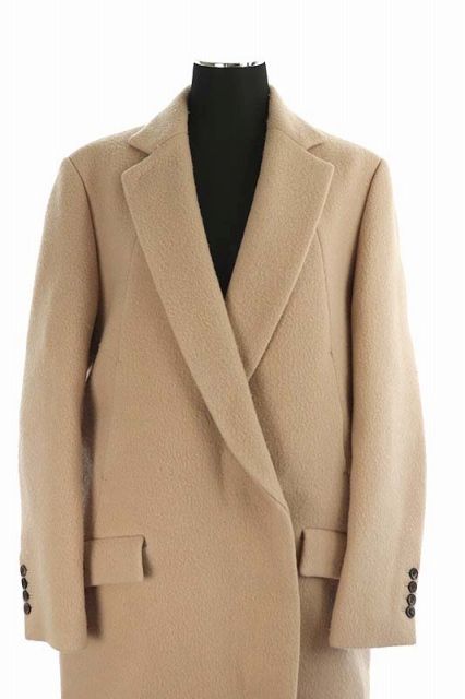 エブール ebure 18AW シープダブルクロス チェスターコート ウール 38 ピンクベージュ ES