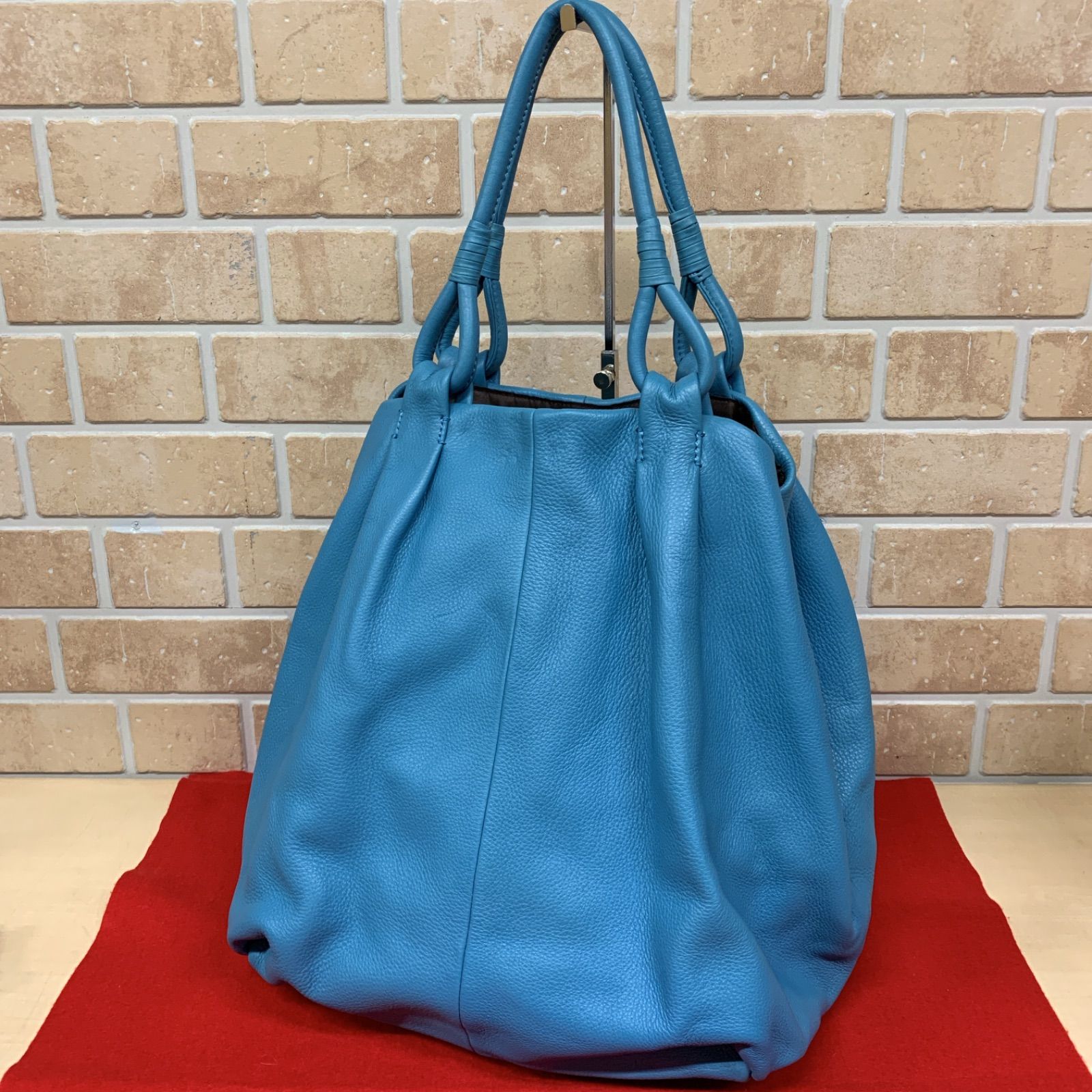 48 良品 本革 Hamano ハマノ 濱野皮革工藝 トートバッグ レザー ブルー 