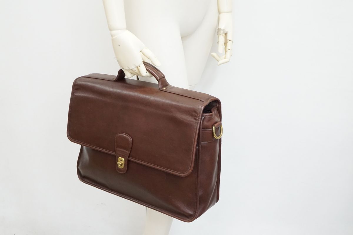 希少 OLD COACH 本革 0542 濃茶 ブリーフケース ショルダー付き オールド コーチ ヴィンテージ 2way ブリーフケース ショルダー