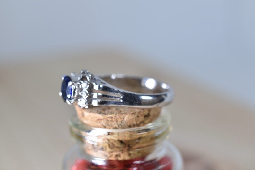 【鑑別付】サファイヤ シルバーリング SV15号 925 vintage Synthetic サファイアリング｜SILVER925 ｜[Artisan Works]
