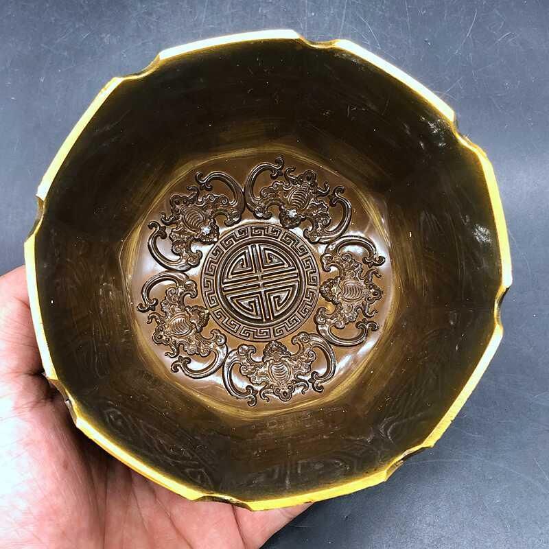 玄関先迄納品 八仙過海碗 銅細工 八仙碗 置物 美術品 工芸品 装飾品 工芸品 工芸品