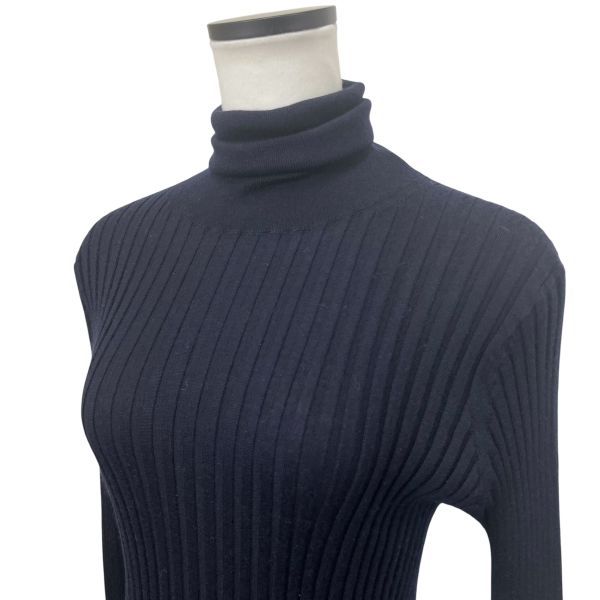 ◆ ドゥロワー Drawer ニット ハイネック ネイビー カシミア シルク 2 M レディース S5V439