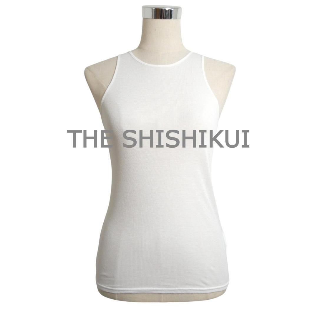 THE SHISHIKUI ザ シシクイ サイズF コットン リブニット クルーネック ノースリーブ カットソー タンクトップ 白 ホワイト レディース