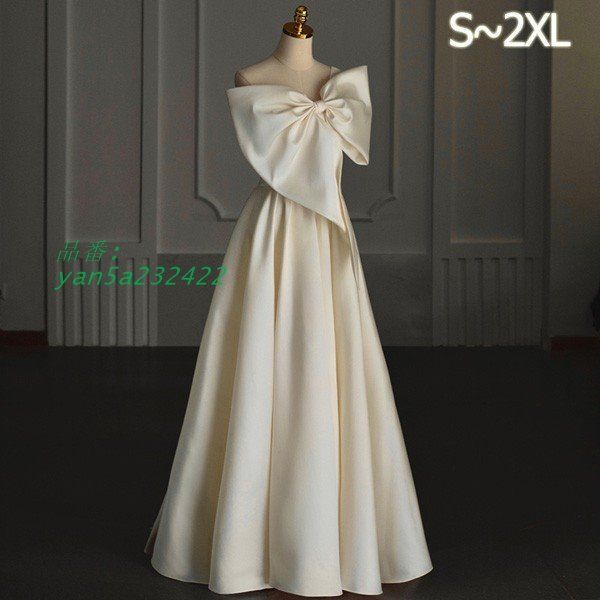 パーティードレス ドレス ロング サテン ドレス オフショルダー 結婚式 yan5a232422