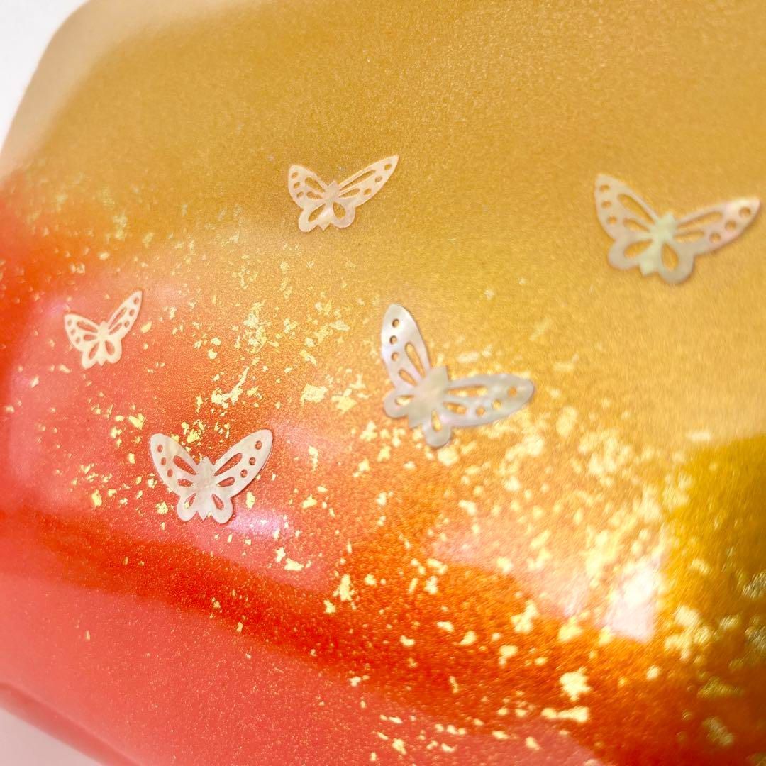 和装バッグ草履セット 金赤ぼかし蝶