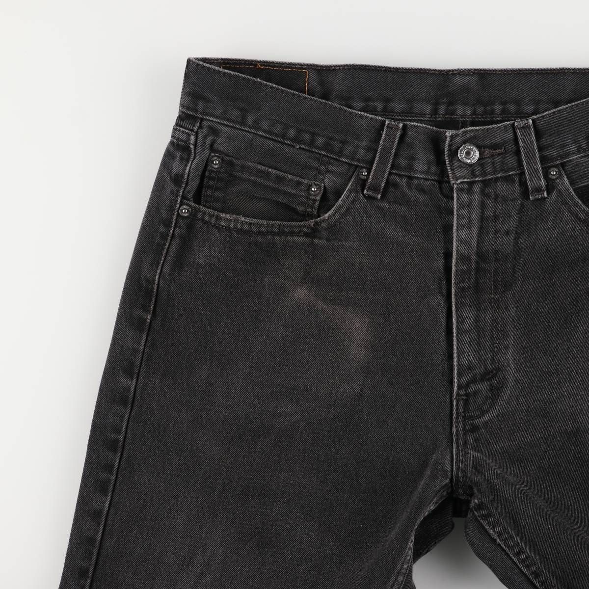 ブラックデニム テーパードデニムパンツ