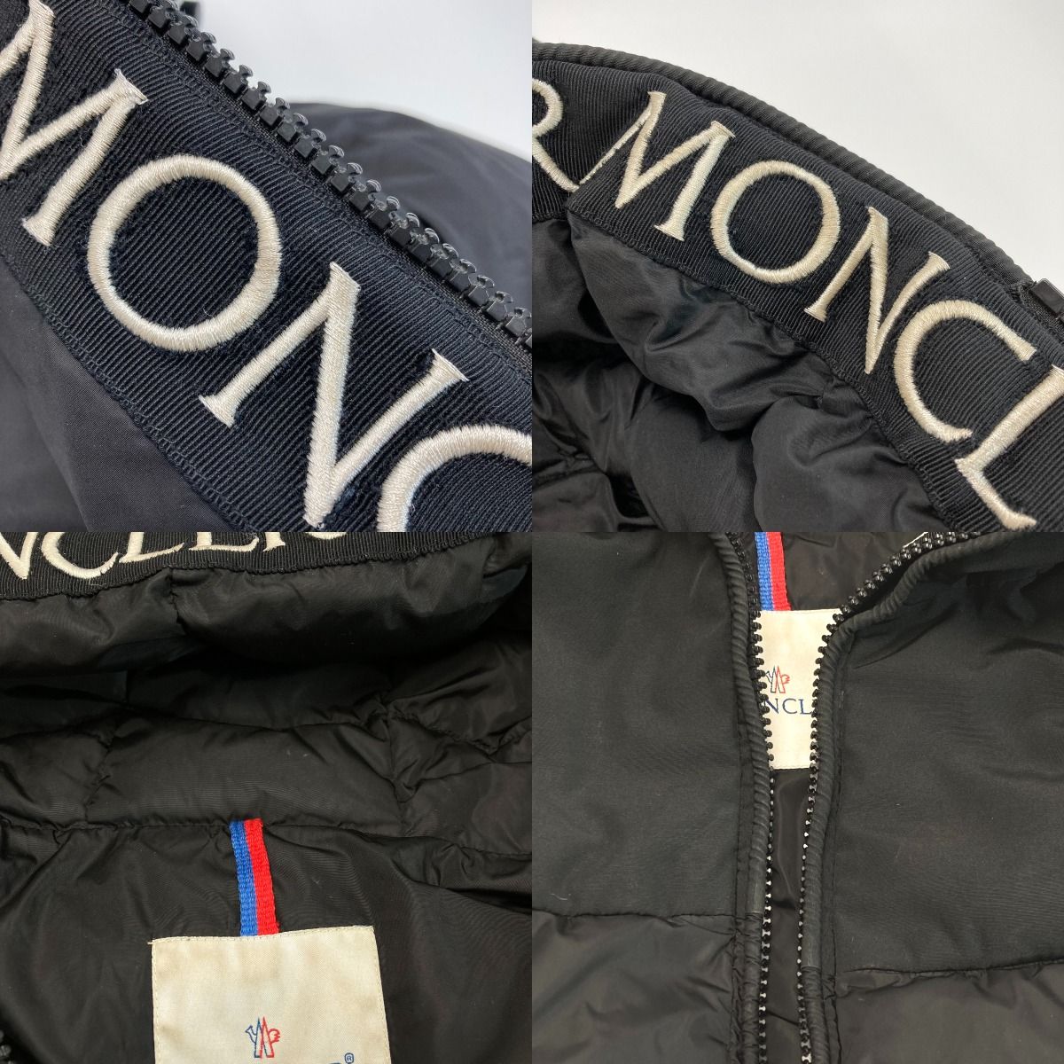 MONCLER モンクレール ダウンジャケット ブラック アニメタグ MONCLER(モンクレール)ダウンジャケットのアニメタグほつれ・取れ修理
