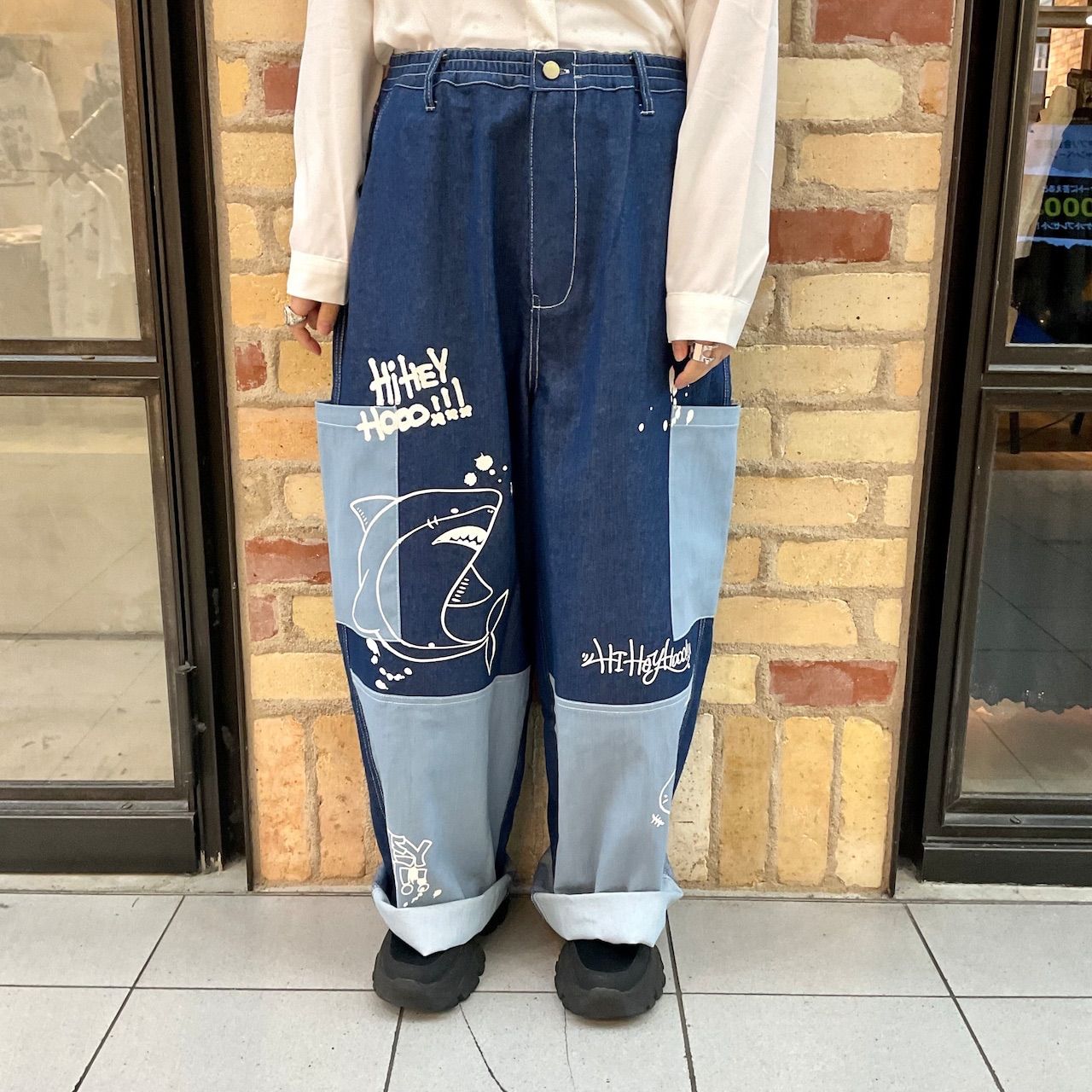 Hi Hey Hooo!!! 配色デニムサメカーゴパンツ H4250247
