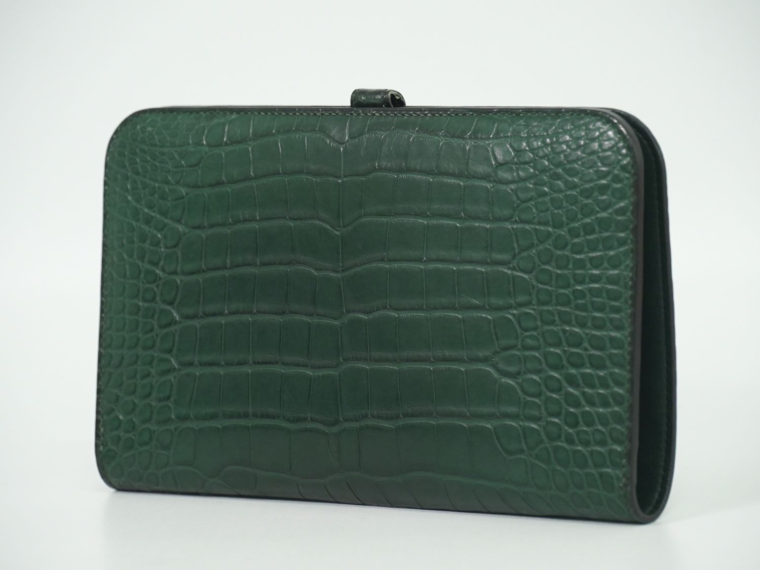 HERMES ドゴン GM 財布 オリーブグリーン 本物 エルメス HERMES ドゴン GM アリゲーター レザー 長財布