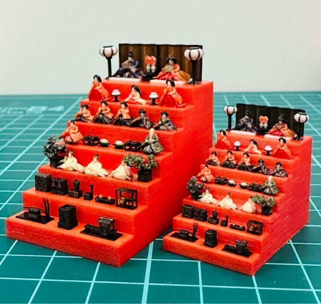 ミニチュア☆ひな人形☆2cm☆3cm☆道具付き☆フィギュア☆1/64より小 