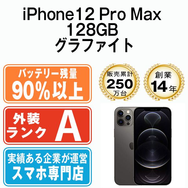 バッテリー90%以上 【中古】 iPhone12 Pro Max 128GB グラファイト SIMフリー 本体 Aランク スマホ iPhone 12 Pro Max アイフォン アップル apple 【送料無料】 ip12pmmtm1483b