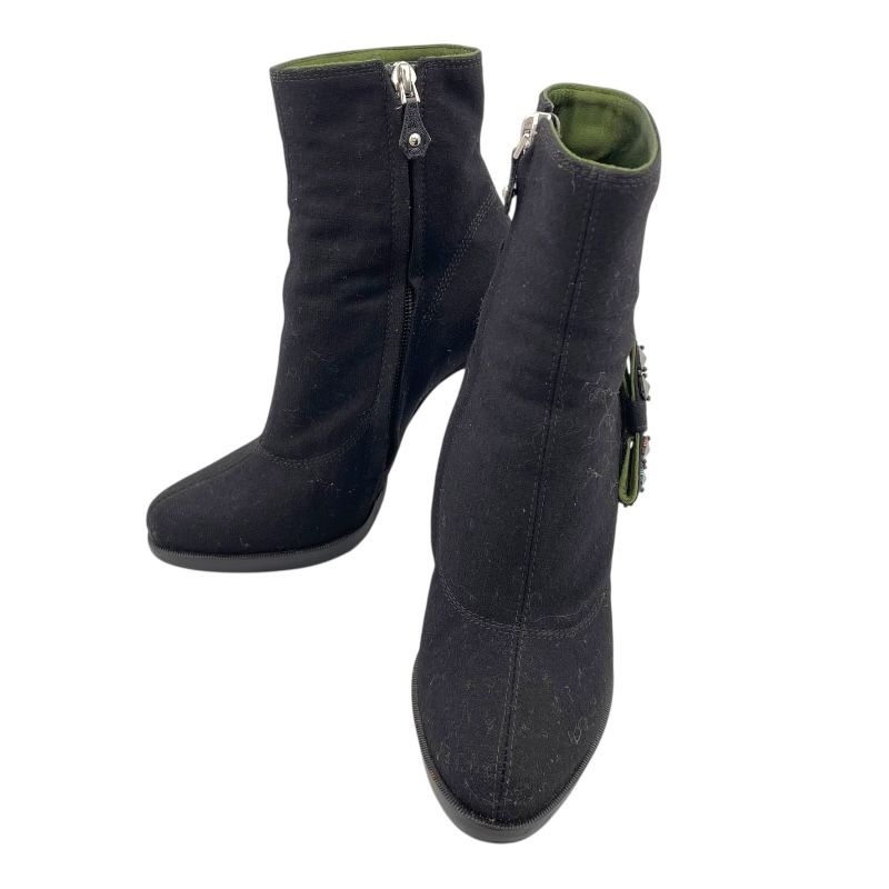 ルイ ヴィトン LOUIS VUITTON リボン装飾ショートブーツ BR0066 ブラック レザー レディース ブーツ