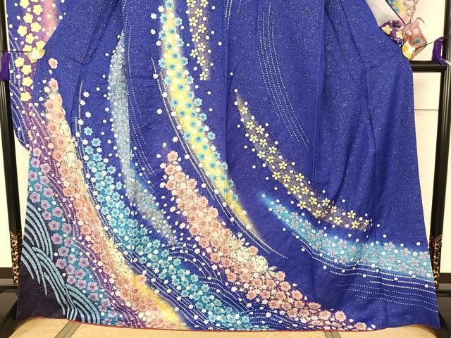 平和屋着物○豪華振袖 絞り 花蝶文 金彩 金通し地 京都きもの