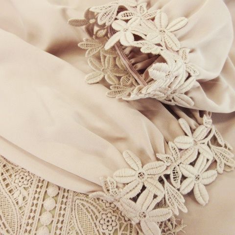 クリスセリーン カットソー 長袖 刺繍 レース 花柄 クルーネック 42 XL クリスセリーン CHIRISCELIN ブラウス クルーネック 長袖 レース
