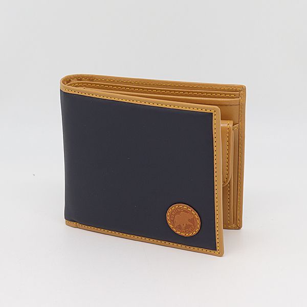 箱付 美品 ハンティングワールド キャメルレザー ネイビーカラー